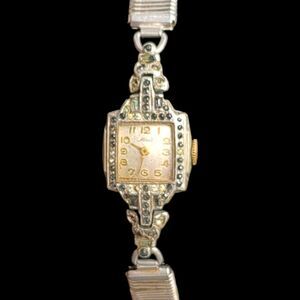 Vintage Ladies Alki Watch Silver Tone Stretch Band Untested For Parts